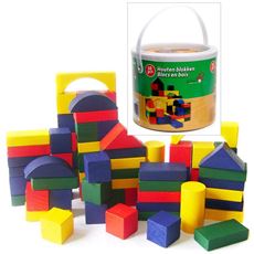 Giocattolo 50 Blocchi di Mattoncini in Legno per Gioco Creatività MARIONETTE WOODEN TOYS