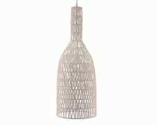 Idee regalo Lampadario Rattan D.22X63,5Cm Bianco Accessori Decoro Casa Import