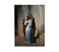 Idee regalo Giallo Bus. Quadro Su Vetro Acrilico Plexiglas. Hayez. Il Bacio. 50x70cm Giallo Bus